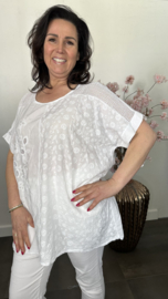 Blouse Irma broderie/ glitter Wit