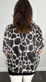 Blouse met boord giraffe zwart