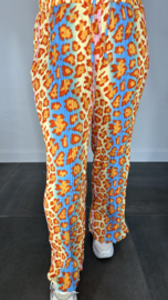 Plisse broek met wijde pijp panter oranje SALE