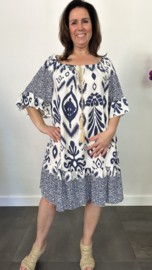 Jurk Bianca aztec marine +SIZE