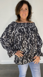 Blouse met gesmokte band Honey zwart