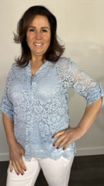 Kanten blouse Kyra 2-delig ijsblauw