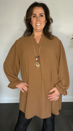 Tuniek Maya lange mouw +SIZE cognac