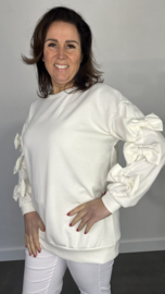 Sweater met strikken op de mouw +SIZE  ecru