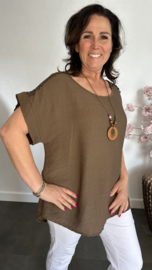 Shirt Nora kant +ketting Choco