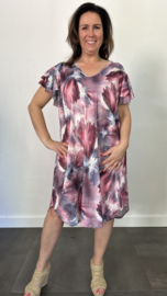 Stretch jurk Gold marble roze