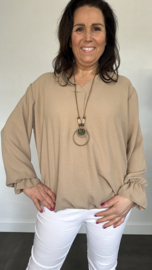 Top Maya lange mouw +SIZE camel