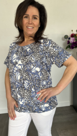 Ballon shirt met elastiek panter lilly blauw (+size)
