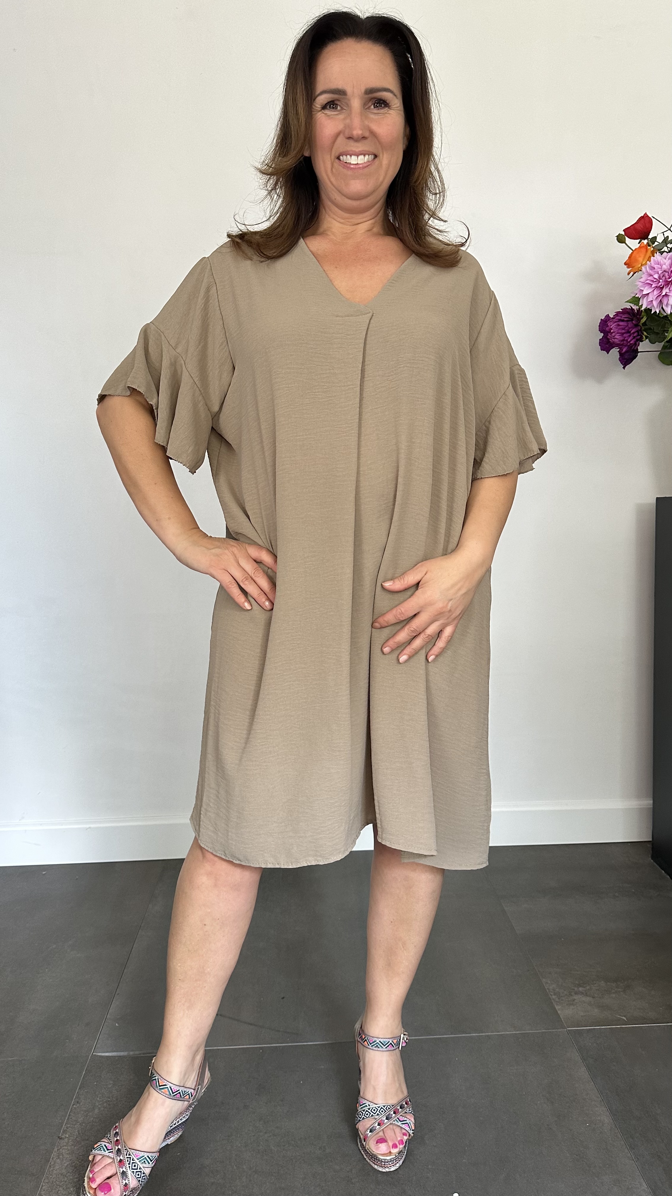 Jurk Niki +Size taupe