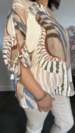 Blouse Selma met strikjes Zand