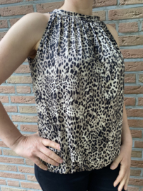 Halter top luipaard beige/zwart