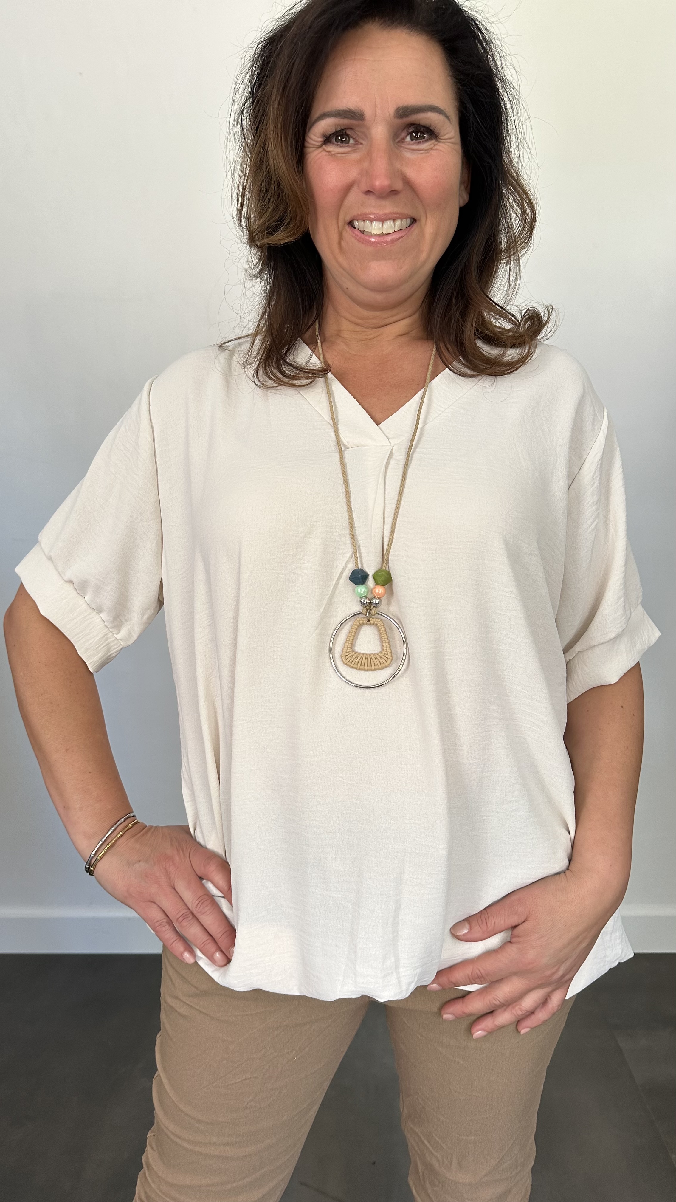 Top Maya korte mouw +SIZE beige