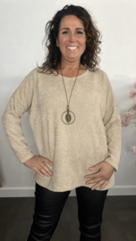 Velvet trui Molly + Ketting Zand