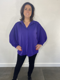 Blouse met plissé pofmouw paars