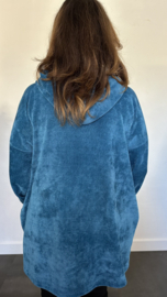Baby rib vest met rits & capuchon +Size petrol