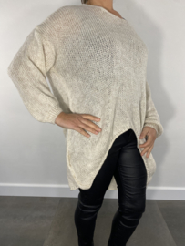 Oversized grof gebreide trui Patty beige