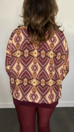 Blouse met boord aztec bordeaux