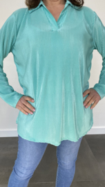 Plissé blouse met kraagje mint
