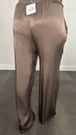 Satijnen broek Elody donker  taupe