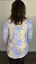 Soft shirt met v-hals en pofmouw tijger flame ijs blauw