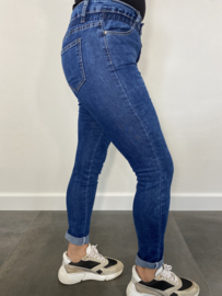 Stretch jeans met knopen en elastiek SALE