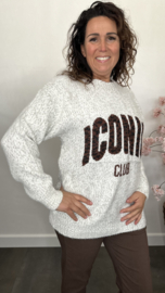 Gebreide trui Iconic Ecru/Licht Grijs