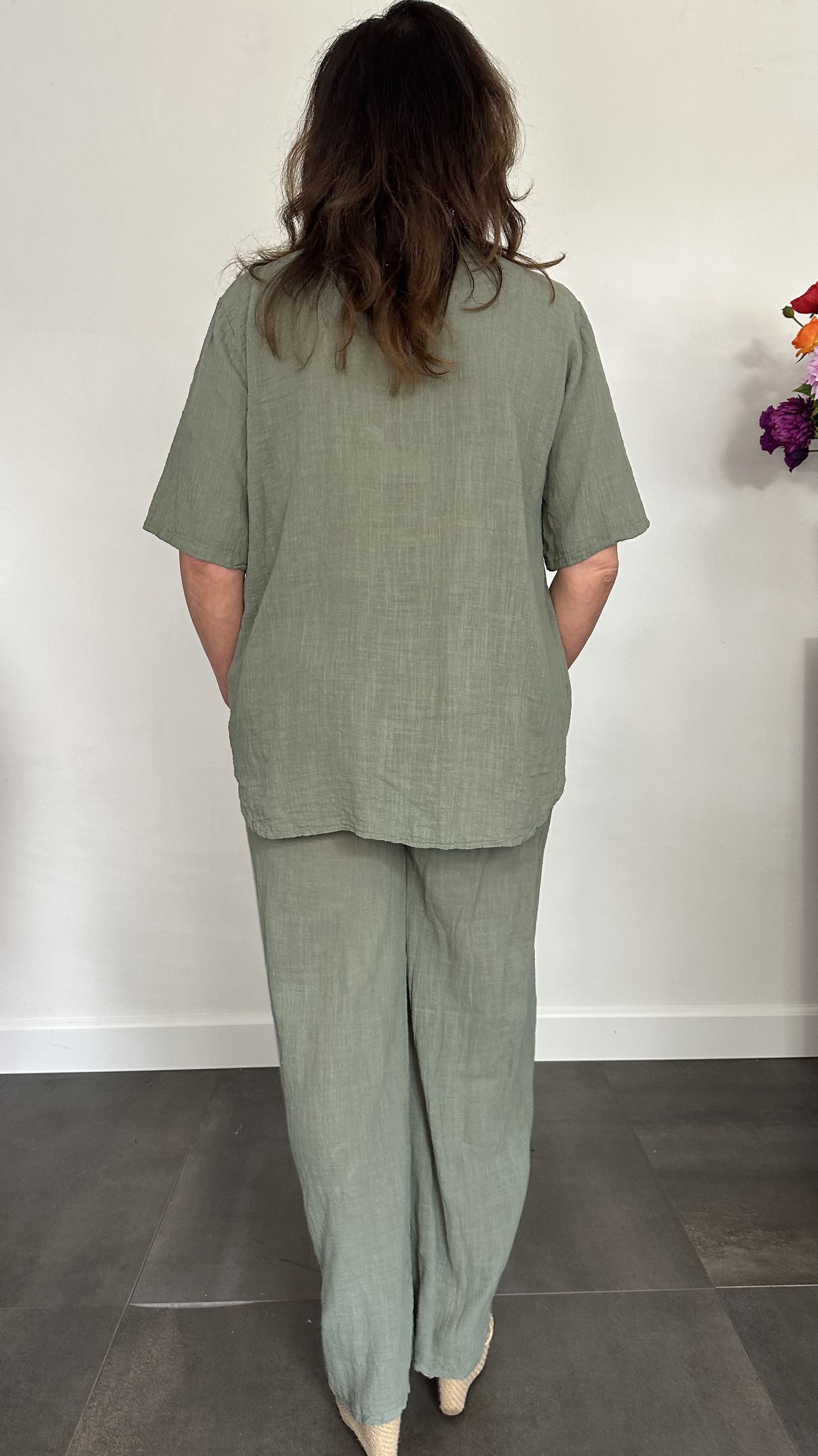2-Delig linnenlook pak army