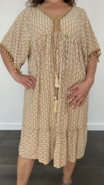 Half lange jurk Roxy met strook elips  +SIZE camel SALE