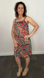 Jurkje met spaghettibandjes  new fanatsia rood geel  +SIZE