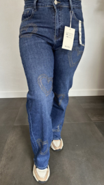 Redberry Jeans wide leg met glitter hart