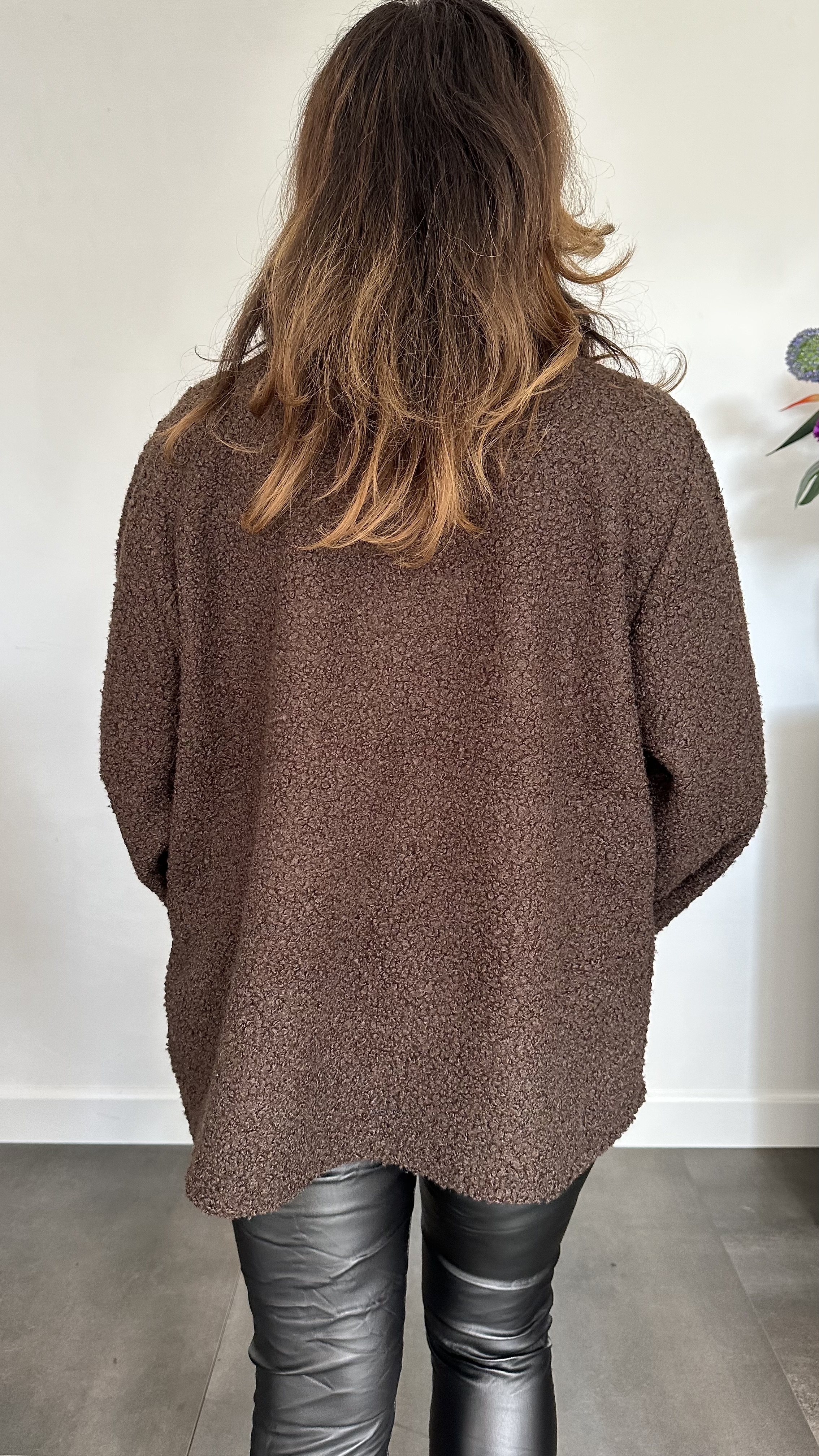 Boucle jasje donker bruin