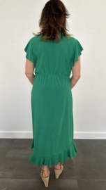 Stretch overslag jurk groen SALE
