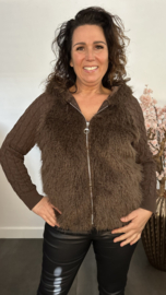 Furry vest met gebreide mouwen Choco