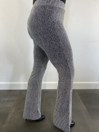 Flared stretch broek glitter zilver