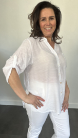 Blouse Alicia met pailletten en kant wit