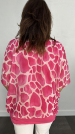 Blouse met boord giraffe fuchsia