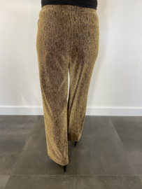 Glitter broek met strik en wijde pijp goud
