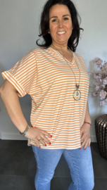 T-Shirt gestreept met ketting Oranje