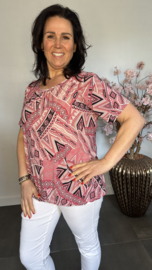 Ballon shirt met elastiek Aztec roze