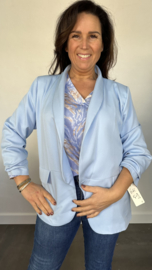 Blazer Marjan met gesmokte mouw ijsblauw