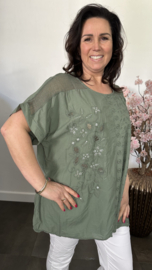 Blouse Irma broderie/ glitter Army