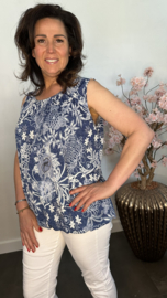 Ballon top Flowers jeans/wit