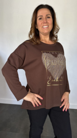 Sweater glitter j'adore donker bruin