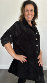 Velvet rib blouse zwart