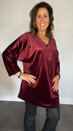 Velvet top met glitter zipp bordeaux SALE