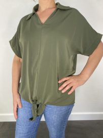 Blouse met knoop Peggy army SALE