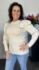 Fijn gebreide trui Julia met pofmouw Beige