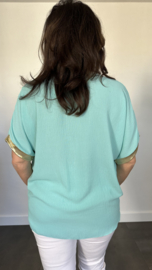 Top met knoop goud/mint