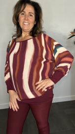 Blouse met boord wavy stripes bordeaux