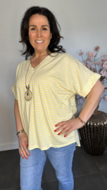 T-Shirt gestreept met ketting Geel